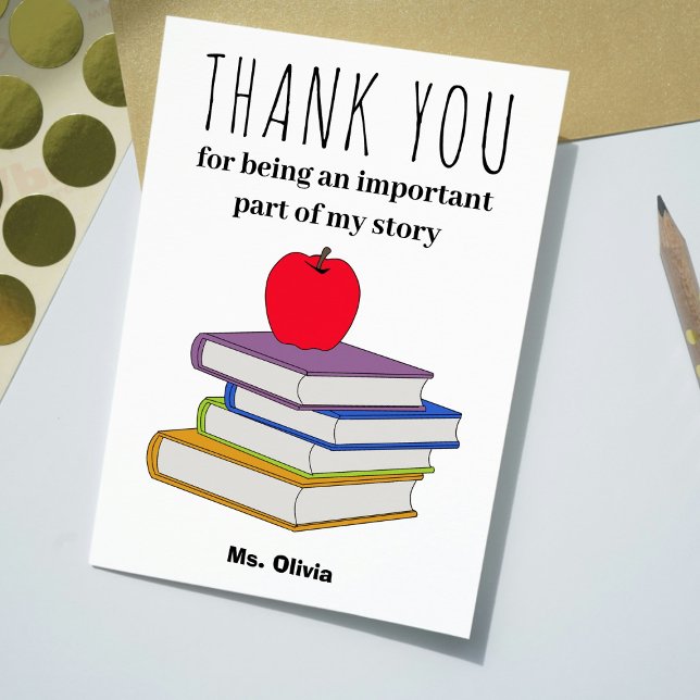 Personalized Teacher Appreciation Gift Custom Name Thank You Card (Creator Uploaded)