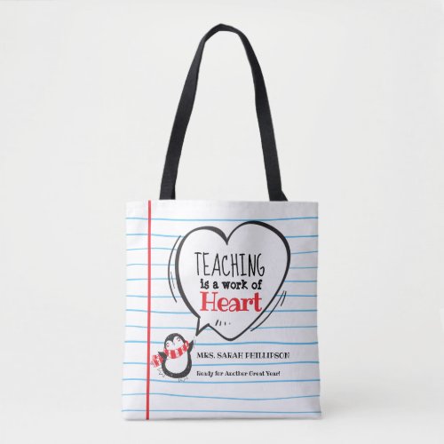 Personalized Teacher Appreciation Heart Tote Bag