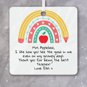 Personalized Teacher Appreciation Metal Ornament