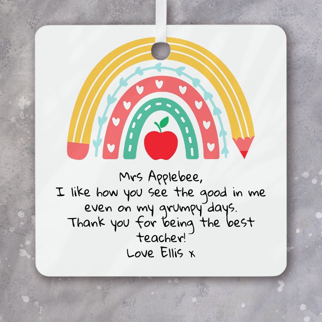 Personalized Teacher Appreciation  Metal Ornament (Creator Uploaded)
