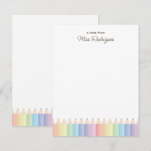 Personalized Teacher Appreciation Pastel Rainbow Note Card