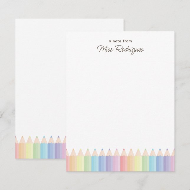 Personalized Teacher Appreciation Pastel Rainbow Note Card (Front/Back)
