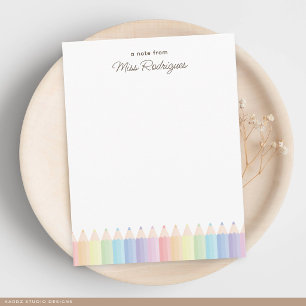 Personalized Teacher Appreciation Pastel Rainbow Note Card
