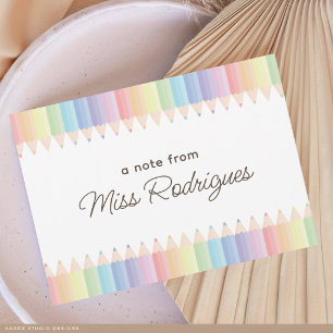 Personalized Teacher Appreciation Pastel Rainbow Note Card