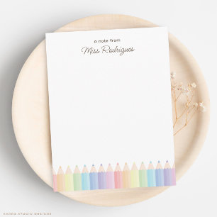 Personalized Teacher Appreciation Pastel Rainbow Note Card