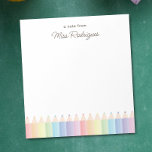Personalized Teacher Appreciation Pastel Rainbow Notepad<br><div class="desc">If you are looking for a useful teacher gift, this Personalized Teacher Appreciation Pastel Colors Rainbow Notepad is a useful gift for teacher appreciation day. The colorful rainbow pencils give the perfect touch for her desk decor. You can personalize this rainbow notepad for teacher appreciation week with her or his...</div>