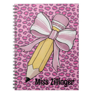 Personalized  teacher appreciation Pencil with bow Notebook