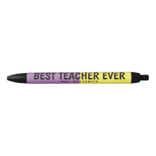 Personalized Teacher Appreciation Purple Yellow Pen