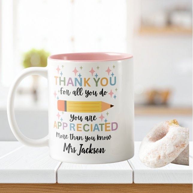 Personalized teacher appreciation thank you  Two-Tone coffee mug (Creator Uploaded)