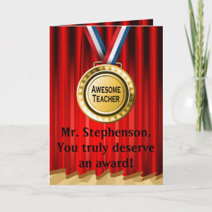 Personalized Teacher Award Appreciating Greeting Holiday Card