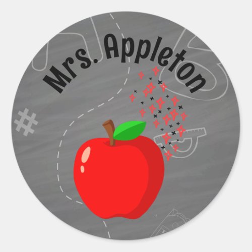 Personalized Teacher Back to school Apple  Classic Round Sticker