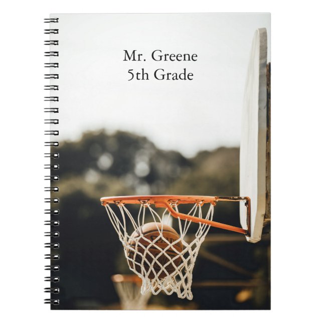 Personalized Teacher Basketball Sports Lover Notebook (Front)