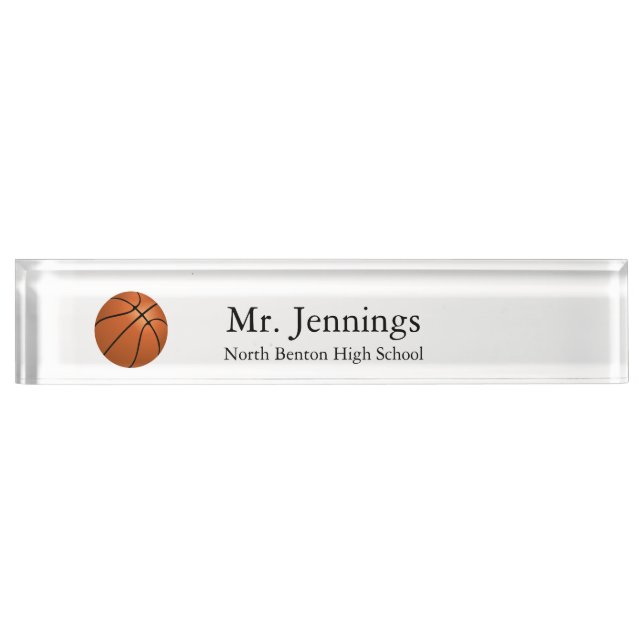 Personalized Teacher Basketball Theme Desk Name Plate (Front)