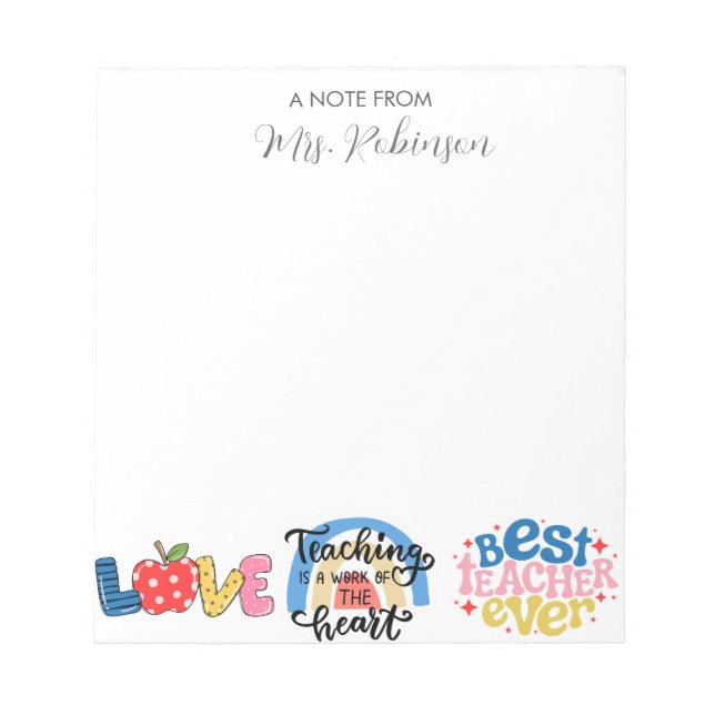Personalized Teacher best teacher ever Notepad (Front)