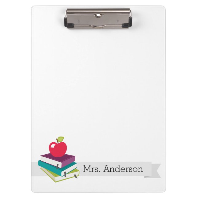 Personalized Teacher Books Apple Clipboard (Front)