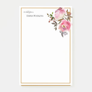Personalized Teacher Bordered Autumn Roses Post-it Notes