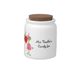 Personalized Teacher Candy Jar-Teacher with Apple Candy Jar