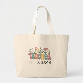 Personalized Teacher Canvas Tote Bag,Teacher Name 