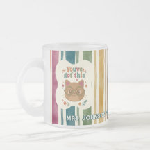 Personalized Teacher Cat Mug | Custom Name & Grade