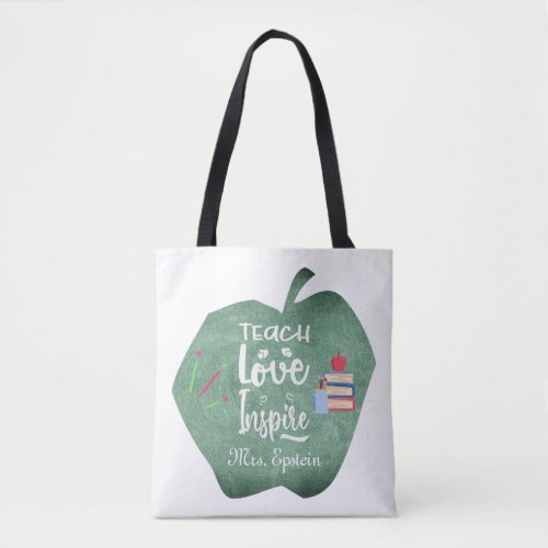 Personalized Teacher Chalkboard Apple Appreciation Tote Bag