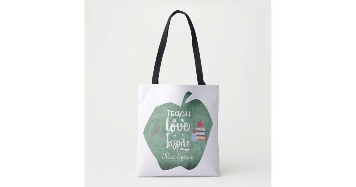 Personalized Teacher Chalkboard Apple Appreciation Tote Bag | Zazzle