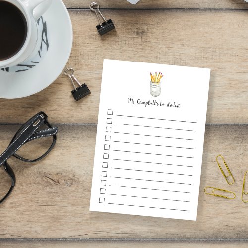 Personalized Teacher Checklist  To_do List Post_it Notes