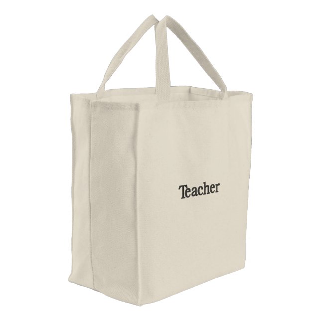 Personalized Teacher Chic Durable Embroidered Tote Bag (Angled)