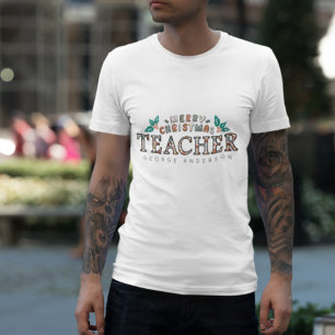 Personalized Teacher Christmas Gift Custom Name  T-Shirt