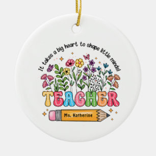 Personalized Teacher Christmas Ornament Big Heart