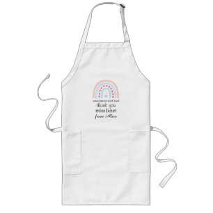 Personalized Teacher Christmas Pink Rainbow Hearts Long Apron