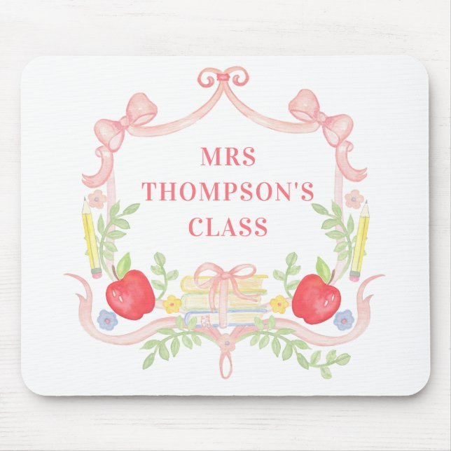 Personalized Teacher | Classroom Crest Mouse Pad (Front)