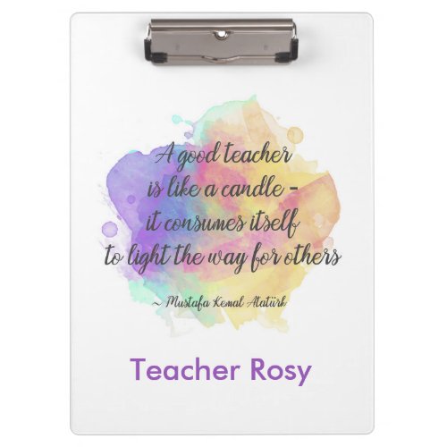 Personalized Teacher Clipboards Candle Quote