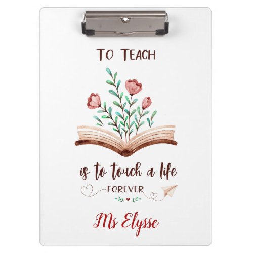 Personalized Teacher Clipboards Watercolor Quotes