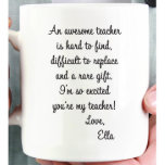 Personalized Teacher Coffee Mug<br><div class="desc">Show your child's teacher you appreciate them with this adorable coffee mug. Personalized with any name. All other text included as shown.</div>