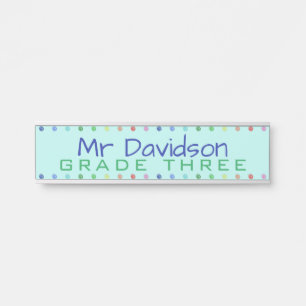 Personalized Teacher Colored Dots Door Sign