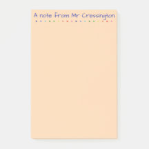 Personalized Teacher Colored Dots Post-it Notes