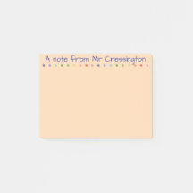 Personalized Teacher Colored Dots Post-it Notes