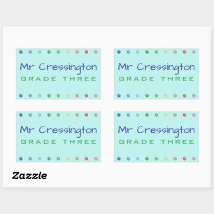 Personalized Teacher Colored Dots Rectangular Sticker