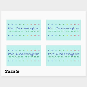 Personalized Teacher Colored Dots Rectangular Sticker
