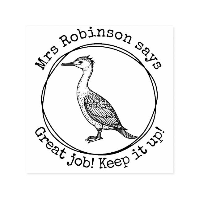 Personalized Teacher Cormorant Great Work Class Self-inking Stamp (Design)