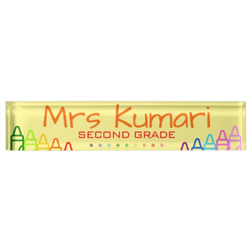 Personalized Teacher Crayon Design Desk Name Plate