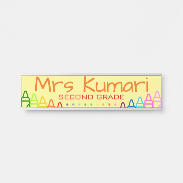 Personalized Teacher Crayon Design Door Sign (Front)