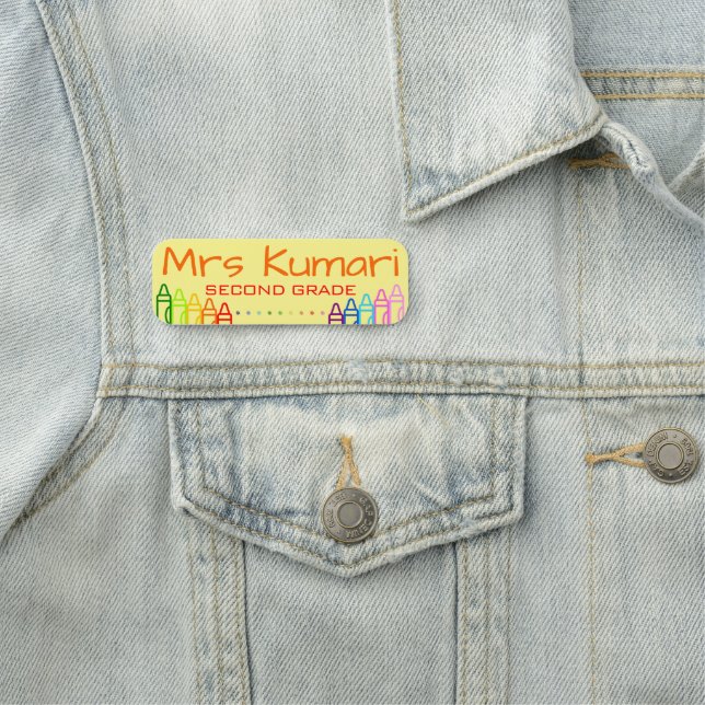 Personalized Teacher Crayon Design Name Tag (In Situ)