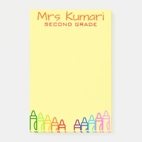 Personalized Teacher Crayon Design Post_It Notes