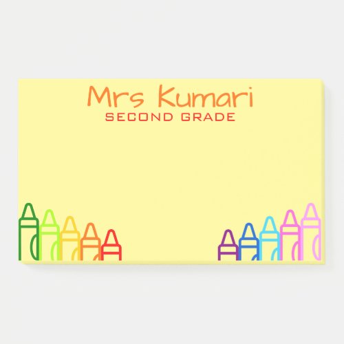 Personalized Teacher Crayon Design Post_It Notes