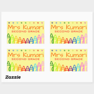 Personalized Teacher Crayon Design Rectangular Sticker