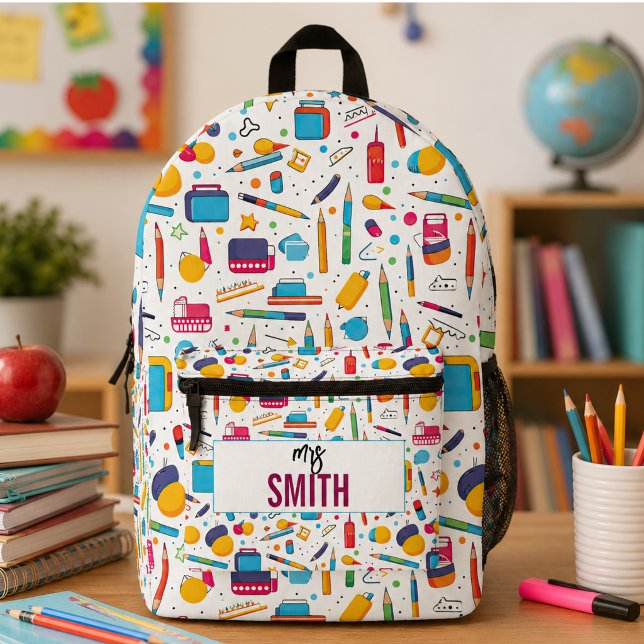 Personalized Teacher – Custom Name Back to school Printed Backpack (Personalized Teacher – Custom Name Back to school Printed Backpack)