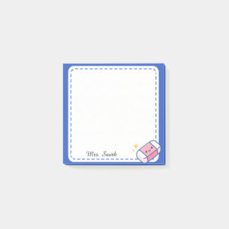 Personalized Teacher Cute Kawaii Eraser Sticky Post-it Notes