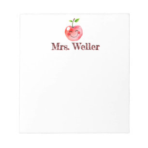 Personalized Teacher Cute Trendy Smiling Cherry Notepad