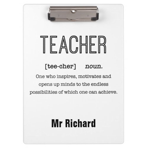 Personalized Teacher Definition Clipboards